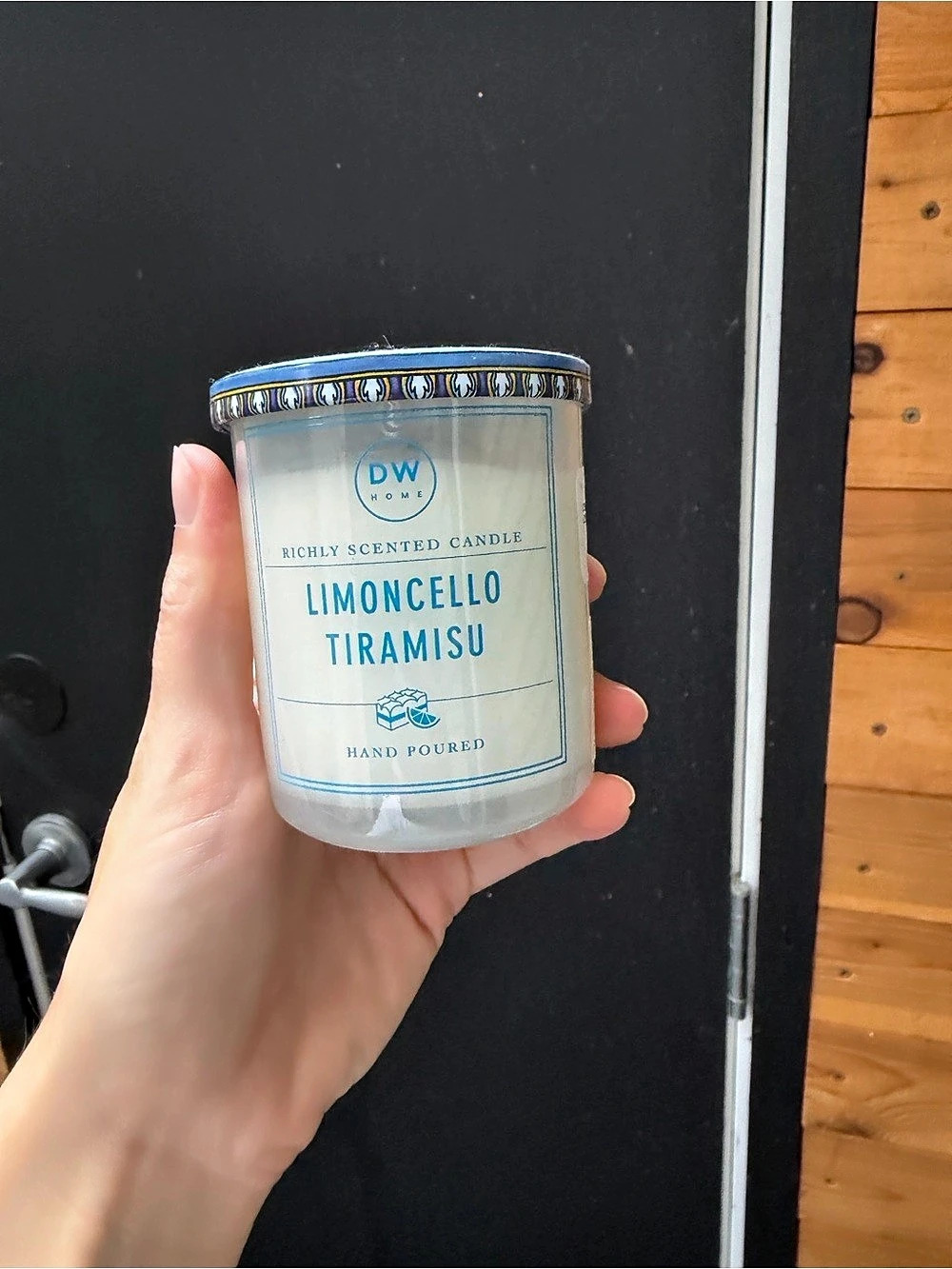 DW Home Limoncello Tiramisu Scented Candle Blue & White